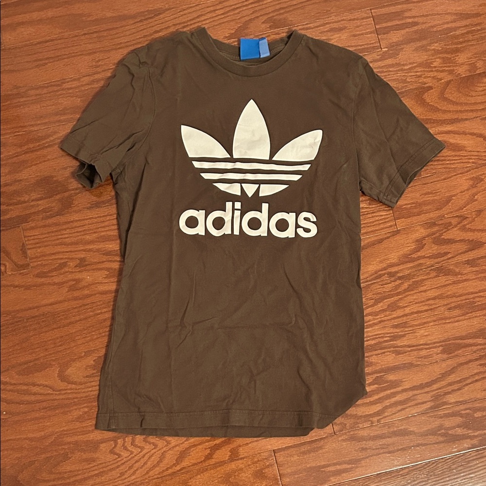 Adidas Olive Tee with White Trefoil Logo